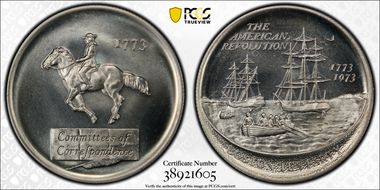 1973 SC50C Boston Tea Party 200th Ag Heraldic Art Medal MS67