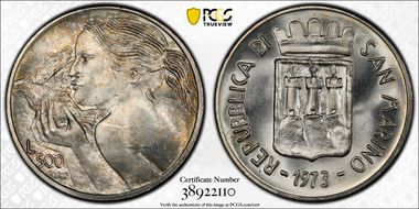 1973 500 L Peace KM-29  Ag MS65