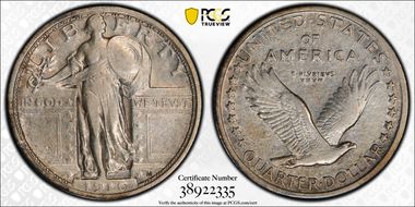 1916 25C Standing Liberty VF30