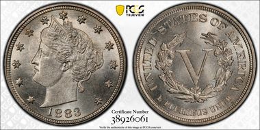 1883 5C No CENTS MS66