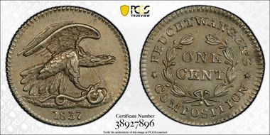 1837 NY 1C HT-268, Feuchtwanger's MS63