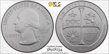 2019 25C San Antonio Missions NP 5 oz Silver MS69