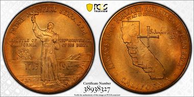 1963 AE Medal D1963-2d Bronze Padre Serra 250th Anniv MS67