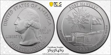 2013-P 25C Fort McHenry NP 5 oz Silver SP69