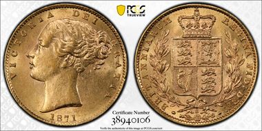 1871-S Sov S-3855A Shield WW incuse MS62+