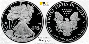 2020-W  $1 Silver Eagle Congratulations Set First Strike PR69DCAM
