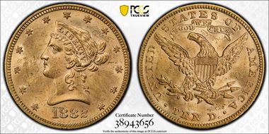 1882 $10 MS62