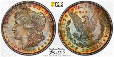 1878 8TF $1 VAM 14, Chip in Ear MS64