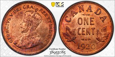 1920 1C Small Cent MS64RB