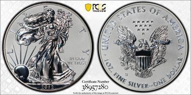 2012-S $1 Silver Eagle Rev PR  75th Anniversary SF Mint Set PR69
