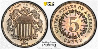 1867 5C Rays PR65CAM