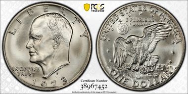 1973-S $1 Silver MS68