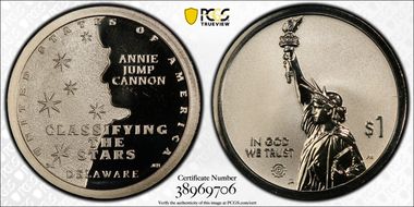 2019-S $1 American Innovation DE Rev PR Cannon, Classifying the Stars PR69