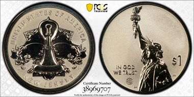 2019-S $1 American Innovation NJ Rev PR Edison Light Bulb First Strike PR69