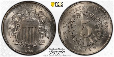 1866 5C Rays MS66