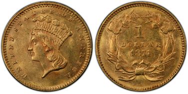 1874 G$1 MS62
