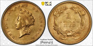 1855 G$1 AU58+