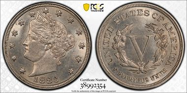 1883 5C No CENTS MS63