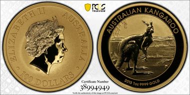 2013-P $100 Kangaroo Au MS70