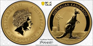 2012-P $100 Kangaroo Au MS70