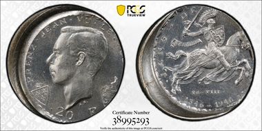 1946 20 Fr 600th Ann John the Blind KM-47  Ag MS65