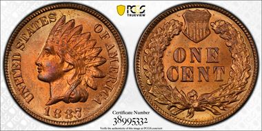 1887 1C MS66RD
