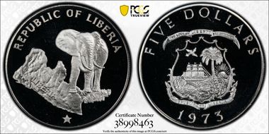 1973 $5 Elephant PR67DCAM