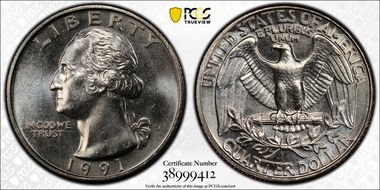 1991-D 25C MS65