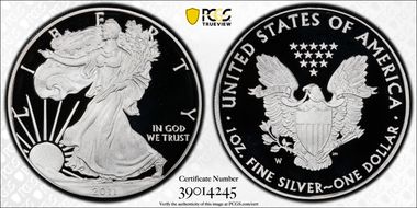 2011-W $1 Silver Eagle PR67DCAM