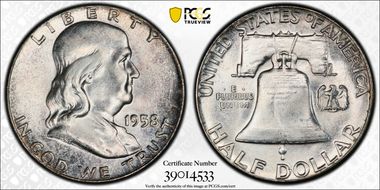 1958 50C FS-402 Obverse Die Clash MS66