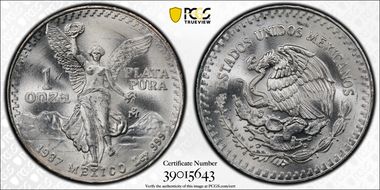 1987-Mo Onza Libertad Ag MS67