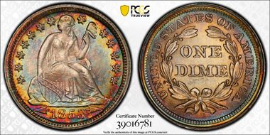 1853 10C Arrows MS66+