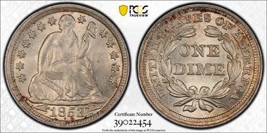 1853 10C Arrows MS65