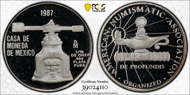 1987-Mo 1/10oz X-MB34  Ag 96th American Numismatic Con. PR68DCAM