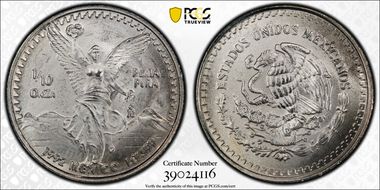 1992-Mo 1/10 oz Libertad Ag MS68