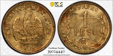 1904-Mo M Peso KM-410.5  Au MS64