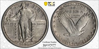 1917-D 25C Type 2 XF40