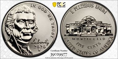 2020-W 5C Reverse Proof First Strike PR70