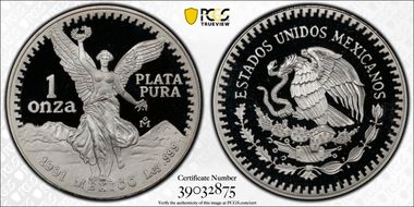1991-Mo Onza Libertad Ag KM-494.3 PR69DCAM