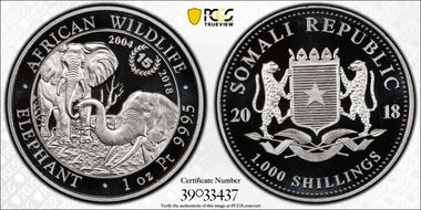 2018 1000 S African Elephant Platinum 15th Year Anniversary MS69