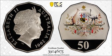 2001 50C Centenary of Federation Colorized PR70DCAM