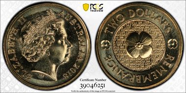 2018 $2 Remembrance Day Poppy 30th Ann. $2 Coin MS68