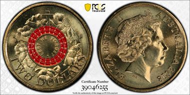 2018 $2 Lest We Forget - War Graves 30th Ann. $2 Coin Colorized MS68