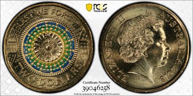 2018 $2 Dome of Australian War 30th Ann. $2 Coin Colorized MS68