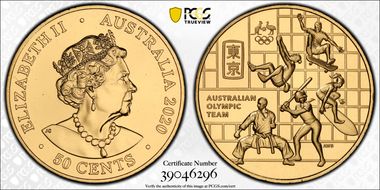 2020 50C Australian Olympic Team Gilt-CuNi MS69