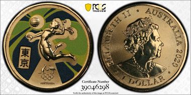 2020 $1 Australian Olympic Team Beach Volleyball Colorized MS69