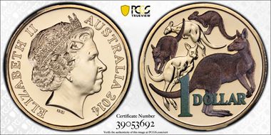 2014 $1 Mob of Roos CuNi  Colorized MS69