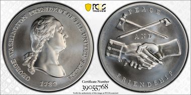 (2018) Medal George Washington "1789"  Silver Matte Finish MS70