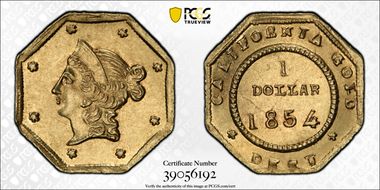 1854 G$1 BG-527 AU58