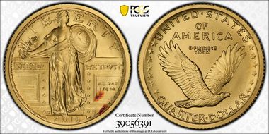 2016-W 25C 100th Anniversary Gold SP70